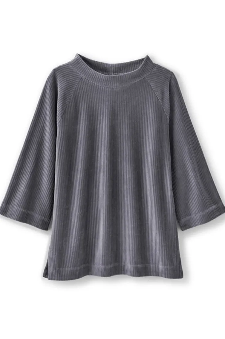 Best Soft Surroundings Samina Corduroy Pullover ShorelineGrey