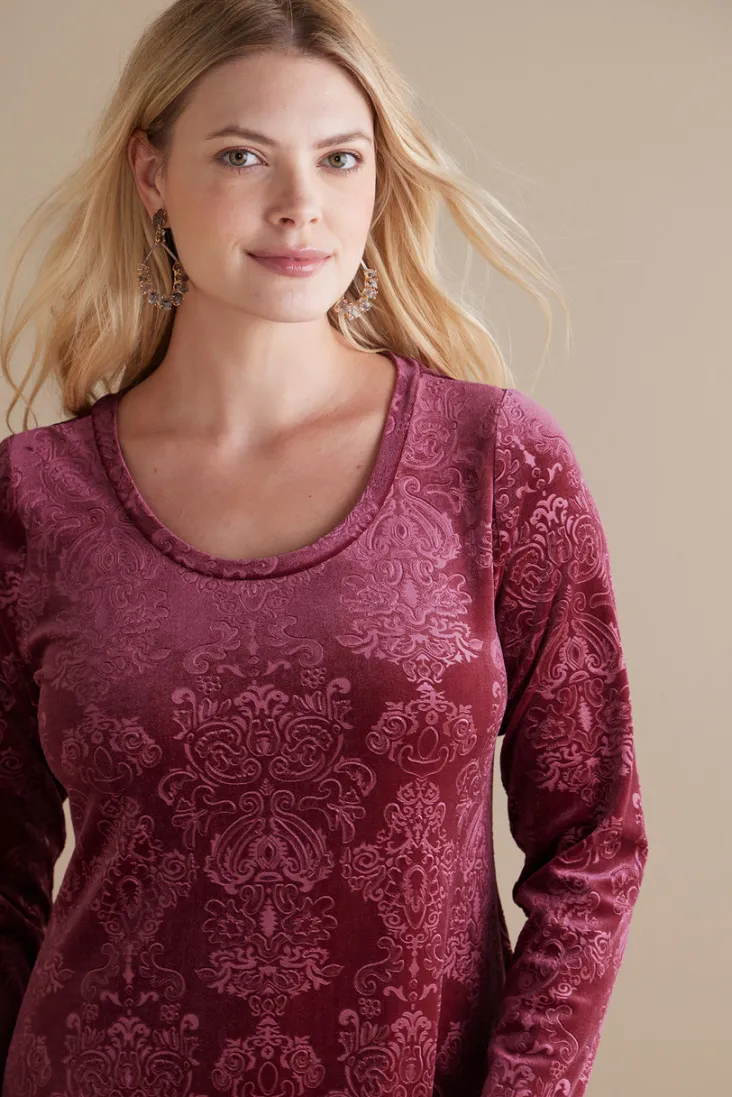 santiago_embossed_velvet_dress_5.webp Hot Soft Surroundings Santiago Embossed Velvet Dress