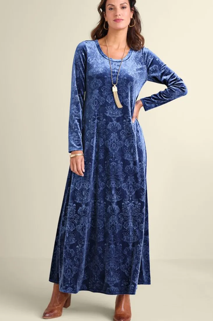 santiago_embossed_velvet_dress_7.webp Hot Soft Surroundings Santiago Embossed Velvet Dress