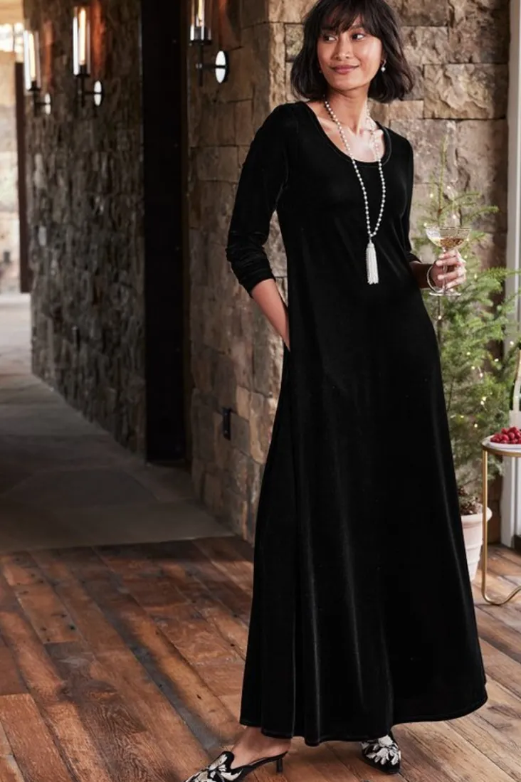 santiago_stretch_velvet_dress_4.webp Store Soft Surroundings Santiago Stretch Velvet Dress