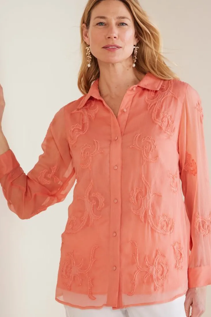 Best Soft Surroundings Savannah Embellished Tunic BurntCoral