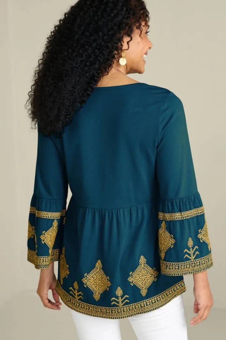 setara__sleeve_top_3.webp Fashion Soft Surroundings Setara 3/4 Sleeve Top MoroccanBlue