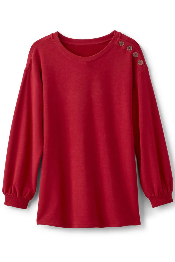 Sale Soft Surroundings Siesta Soft Button Shoulder Tunic LipstickHeather