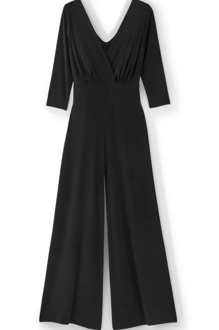 Hot Soft Surroundings 3/4 Sleeve Penelope Jumpsuit Black