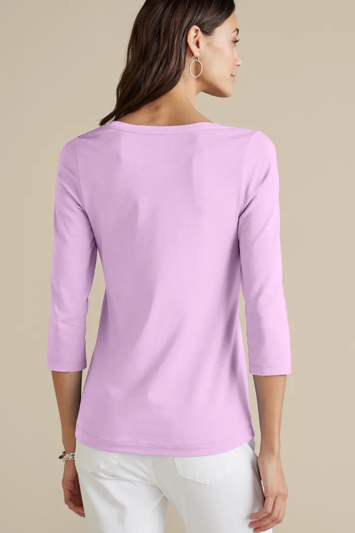 Sale Soft Surroundings Soft Essential Supima 3/4 Sleeve Tee