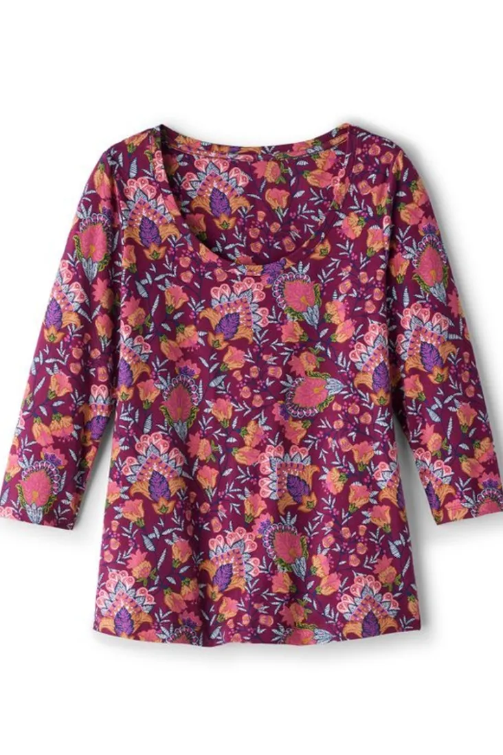soft_essential_supima__sleeve_tee_21.webp Sale Soft Surroundings Soft Essential Supima 3/4 Sleeve Tee