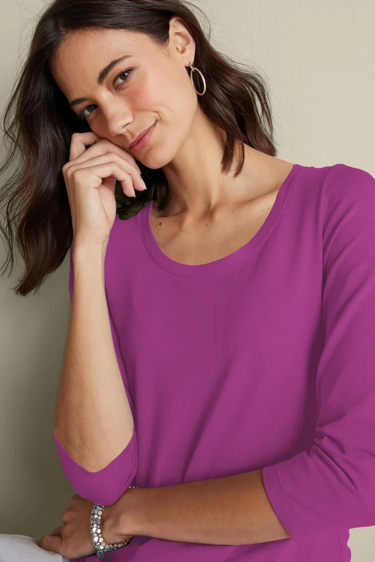 soft_essential_supima__sleeve_tee_i_57.webp Fashion Soft Surroundings Soft Essential Supima 3/4 Sleeve Tee I