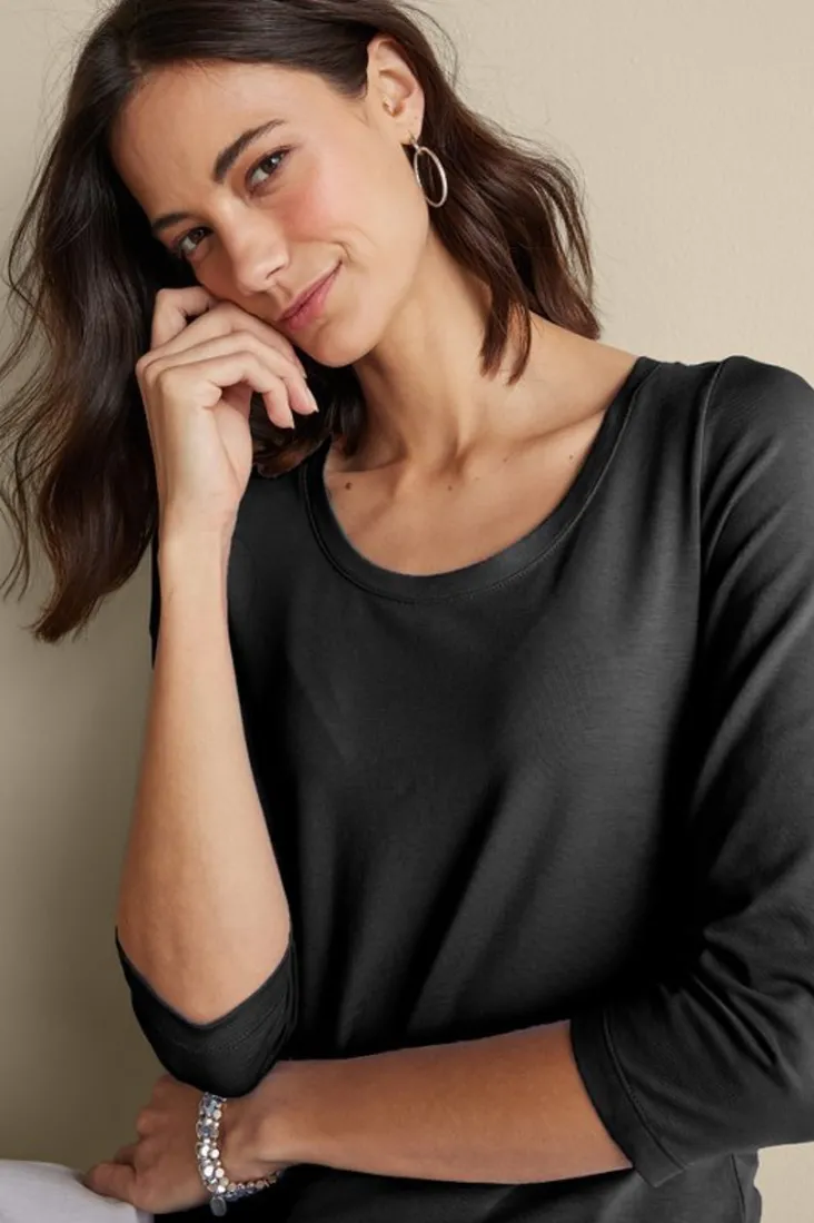 soft_essential_supima__sleeve_tee_i_6.webp Fashion Soft Surroundings Soft Essential Supima 3/4 Sleeve Tee I
