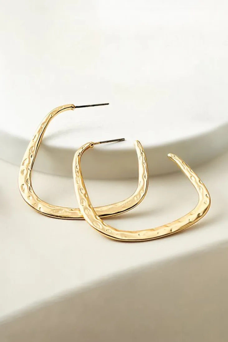 Clearance Soft Surroundings Soreli Hammered Hoop Earrings Gold