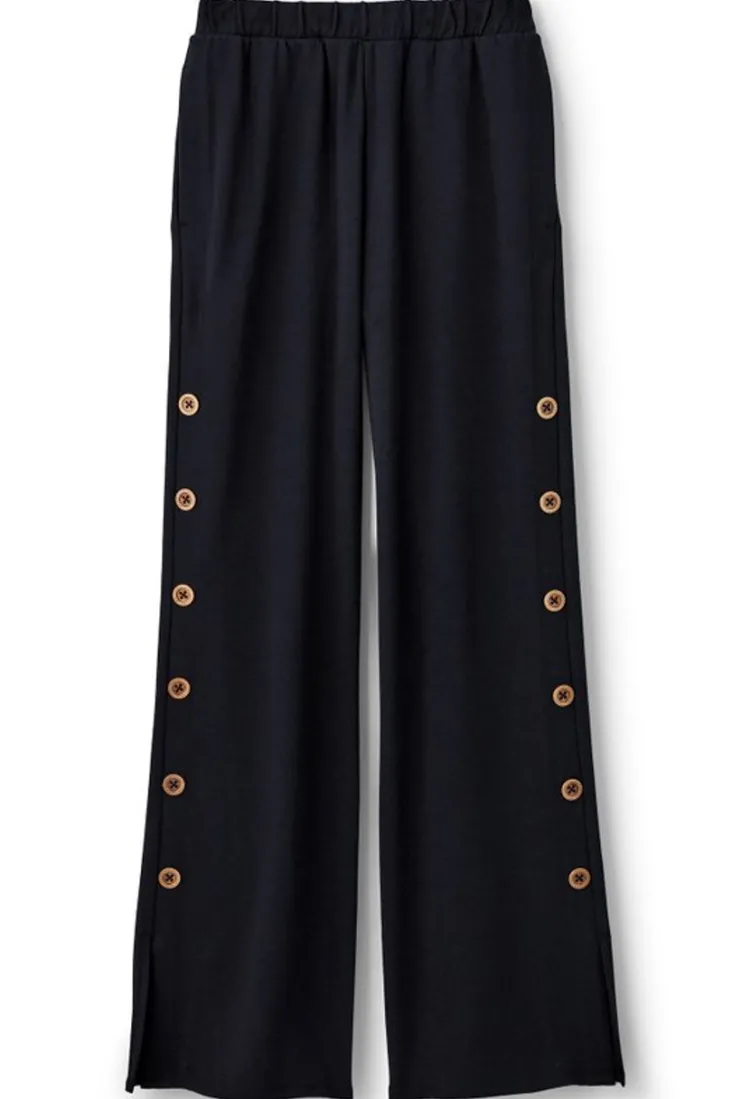 Fashion Soft Surroundings Sorrento French Terry Wide Leg Pants Black