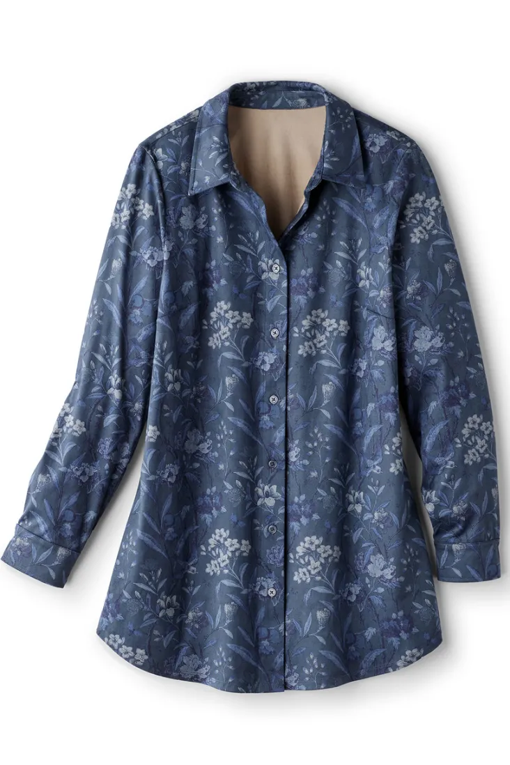 Cheap Soft Surroundings Stretch Faux Suede Boyfriend Tunic Shirt AviaryClimbingGarden