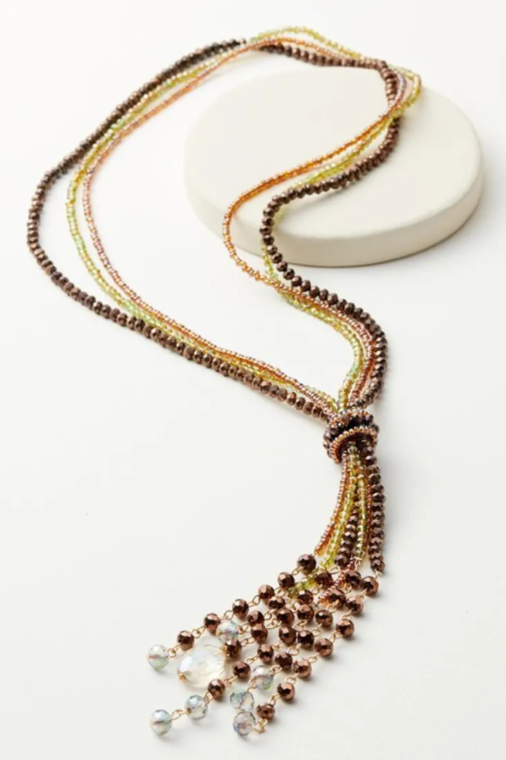 Store Soft Surroundings Taylor Beaded Tassel Necklace Coffee