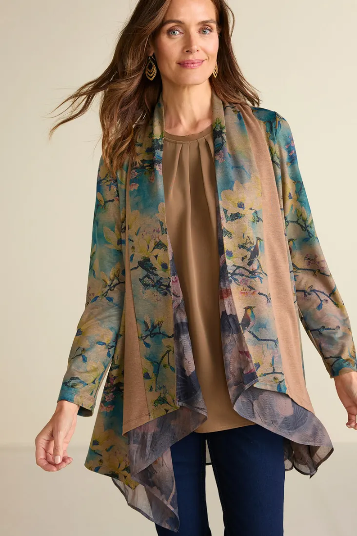 New Soft Surroundings Tea Gardens Topper Brown/Teal
