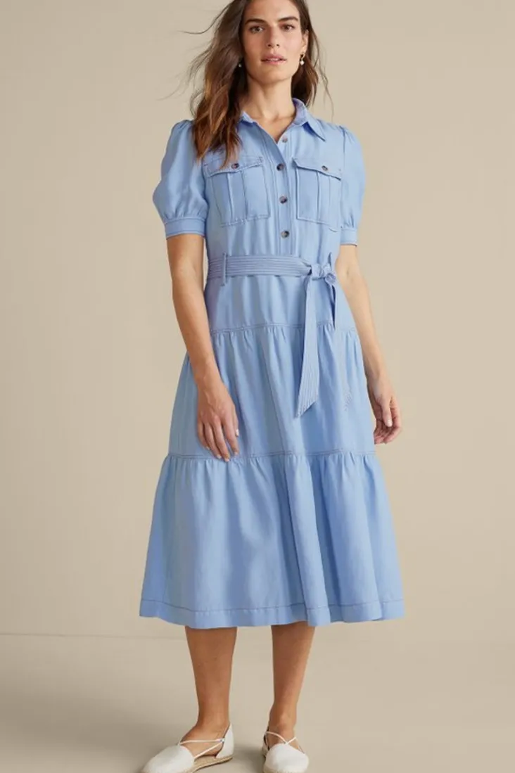Discount Soft Surroundings Tenley Midi Dress LightDenim