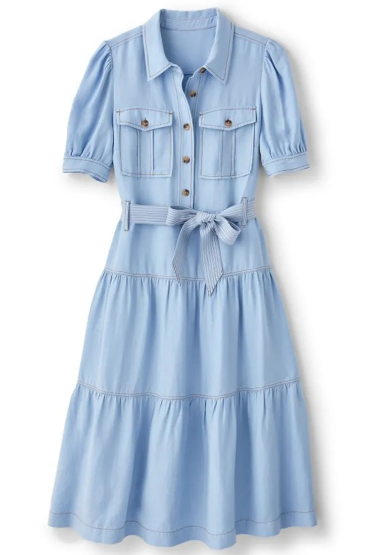 Discount Soft Surroundings Tenley Midi Dress LightDenim
