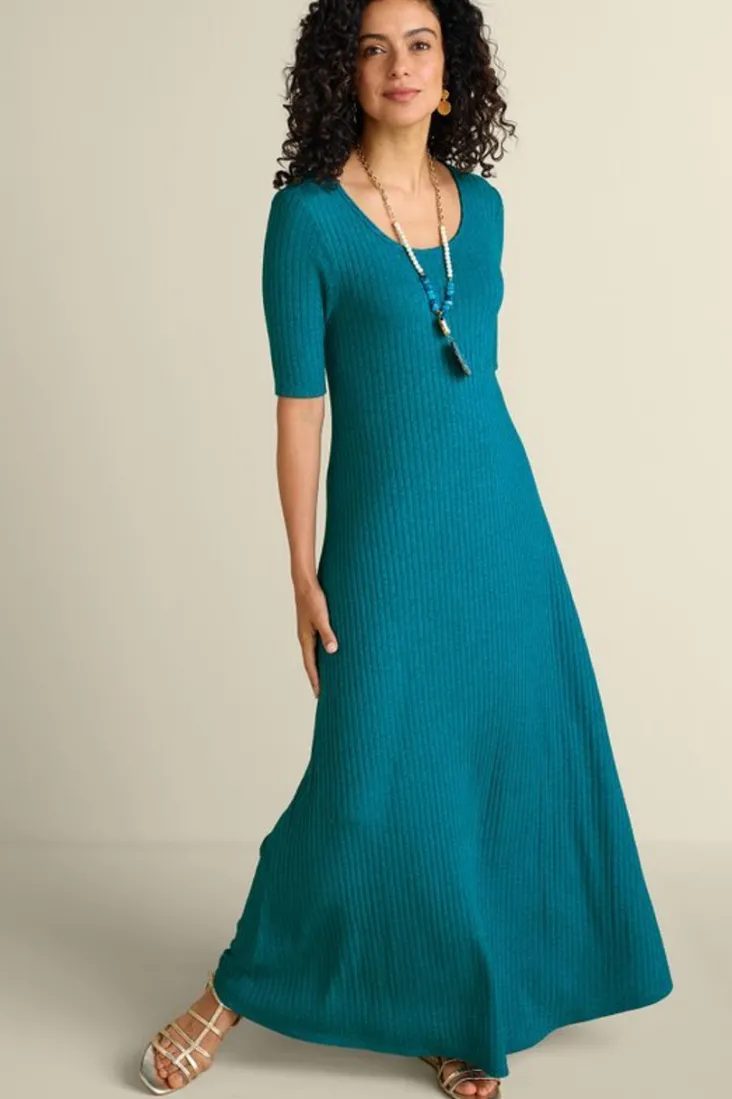 Sale Soft Surroundings Textured Short Sleeve Santiago Dress