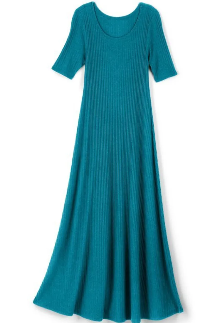 Sale Soft Surroundings Textured Short Sleeve Santiago Dress