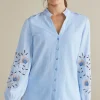 Store Soft Surroundings Titania Embroidered Top ChambrayBlue