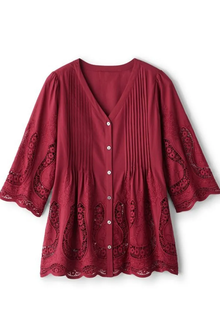 Best Sale Soft Surroundings Trella Eyelet Top