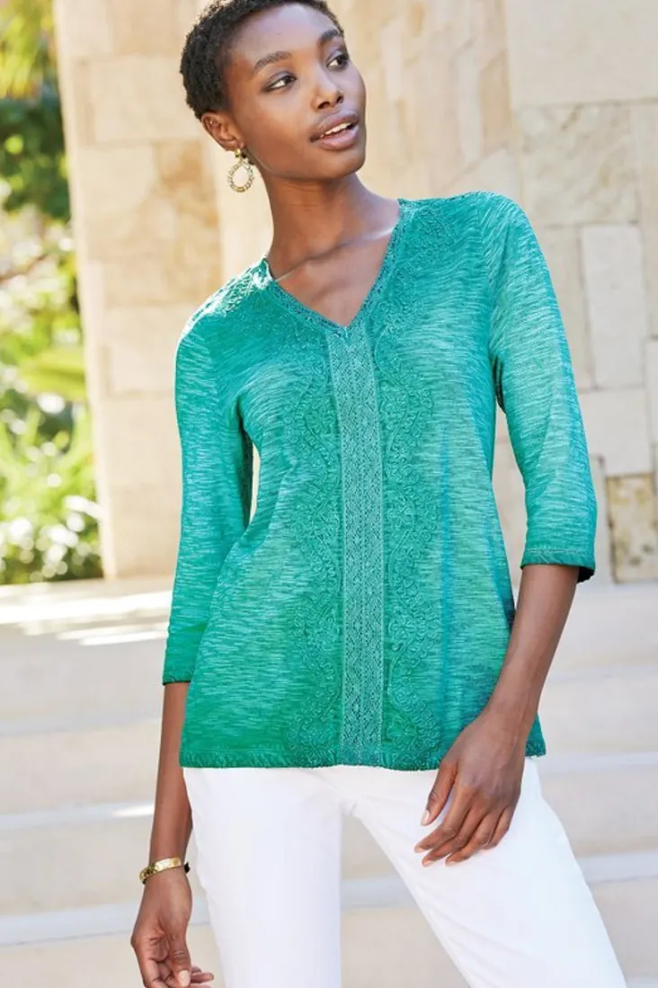 trevi_lace_top_4.webp New Soft Surroundings Trevi Lace Top JewelGreen