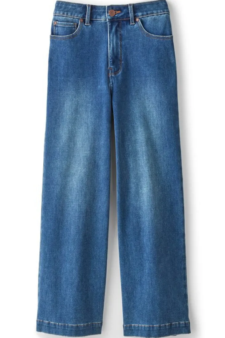 Cheap Soft Surroundings Ultimate Denim Wide Leg Crop Jeans MirrorLakeWash