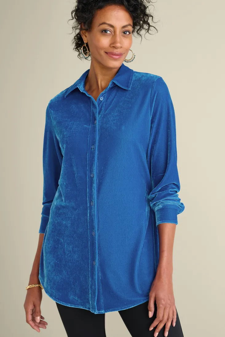 New Soft Surroundings Velvet Boyfriend Tunic Shirt