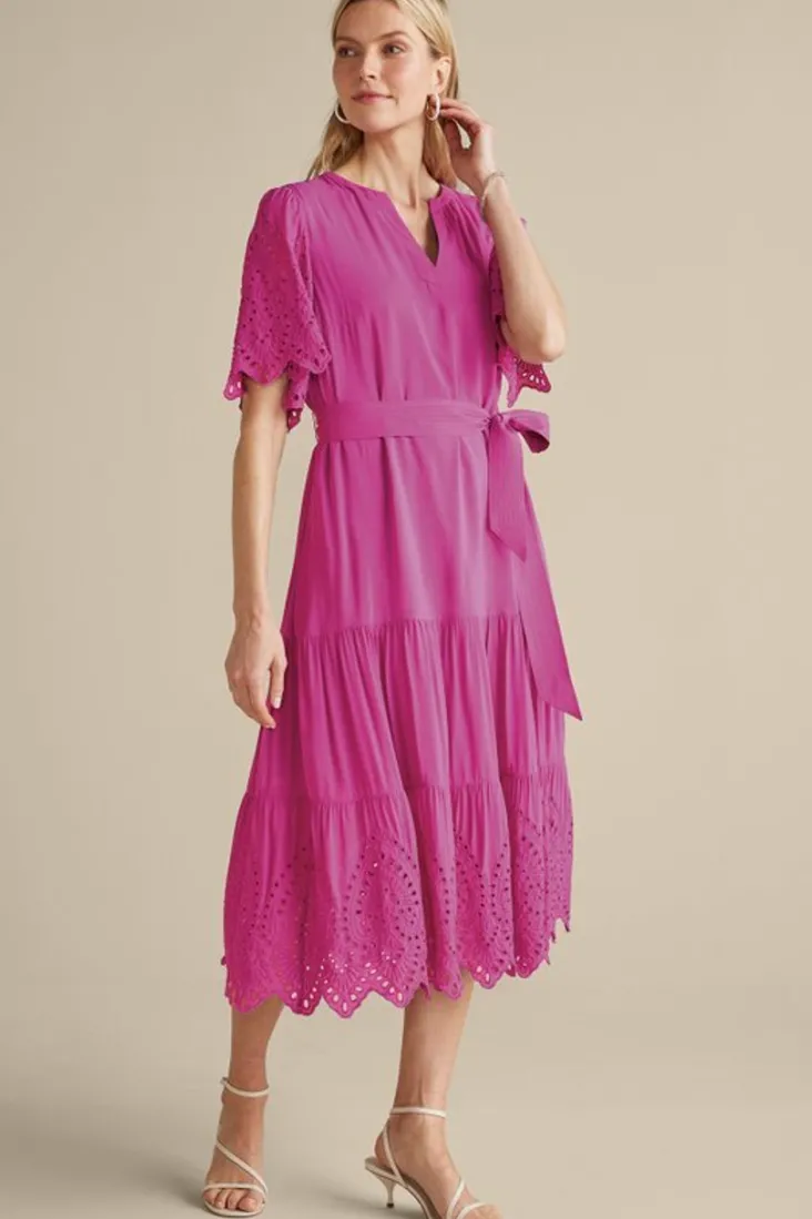 Flash Sale Soft Surroundings Verena Eyelet Midi Dress DeepOrchid