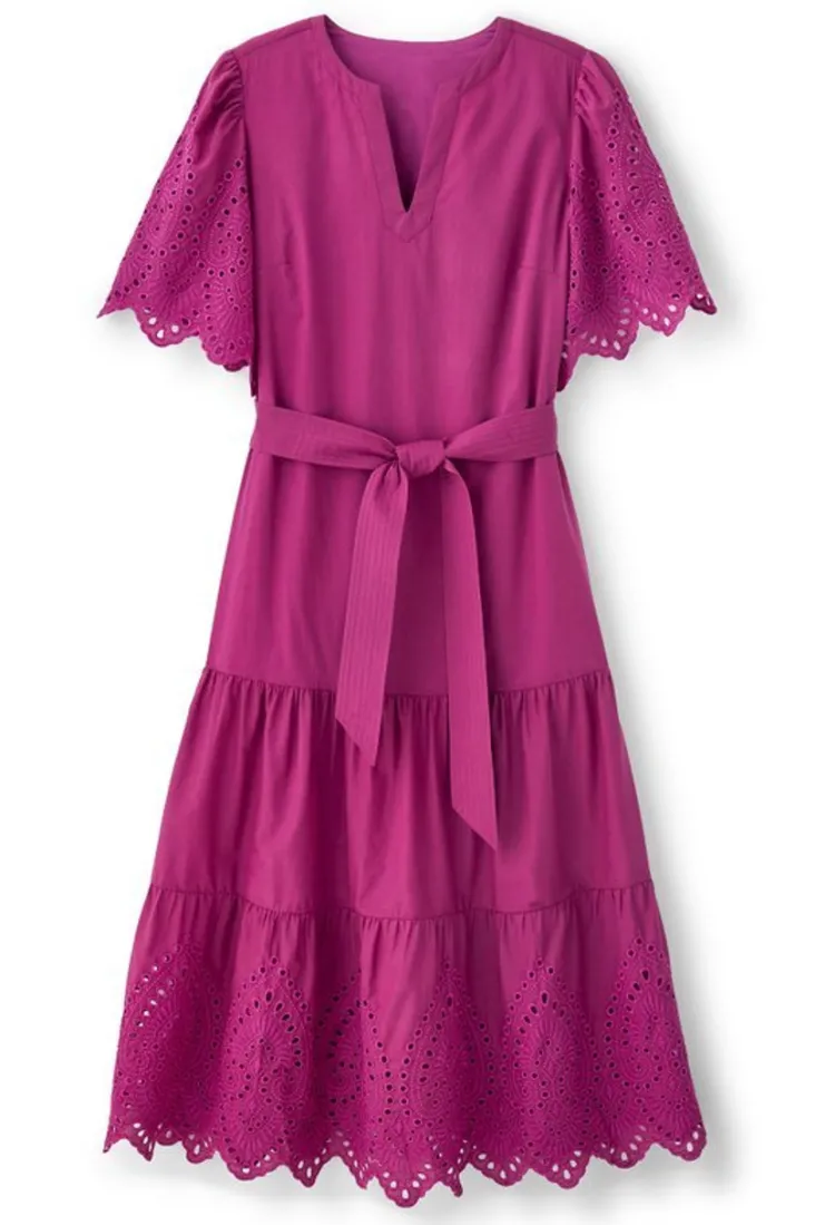 Flash Sale Soft Surroundings Verena Eyelet Midi Dress DeepOrchid