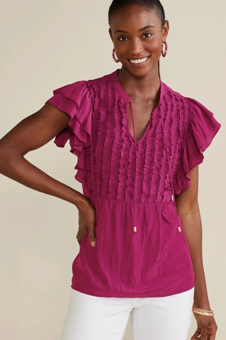 Hot Soft Surroundings Victoria Ruffle Tunic Sangria