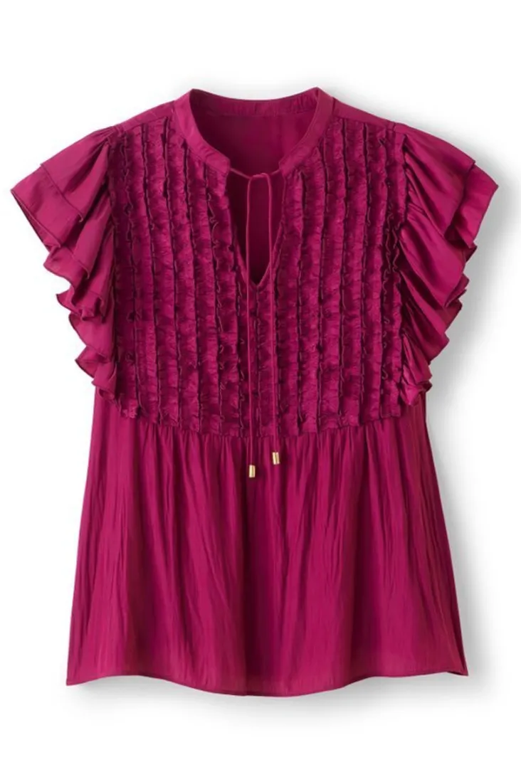 Hot Soft Surroundings Victoria Ruffle Tunic Sangria