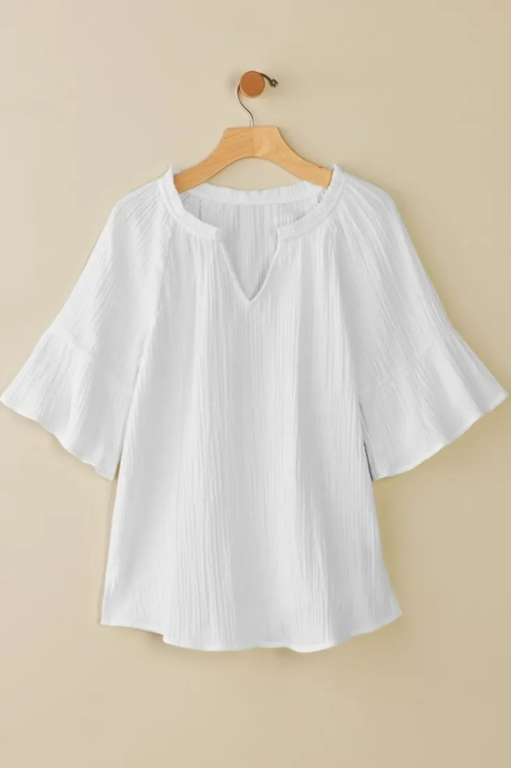 Shop Soft Surroundings Vinka Gauze Pullover SunkistCoral