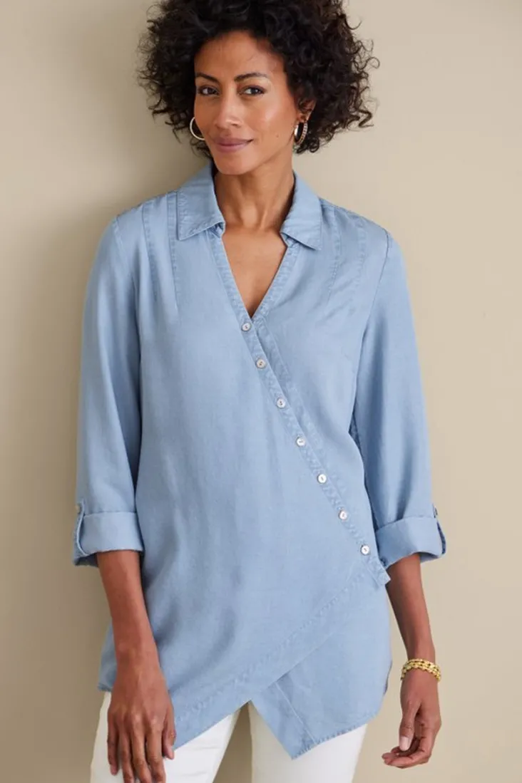 Best Sale Soft Surroundings Washed Tencel™ Tunic LightWashDenim