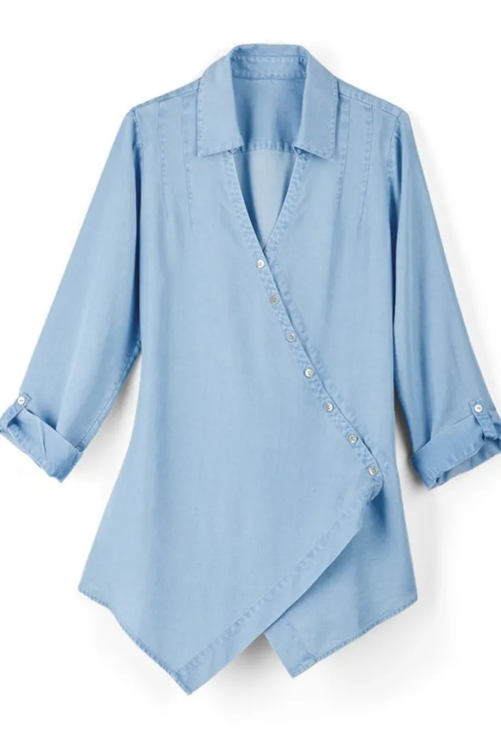 Best Sale Soft Surroundings Washed Tencel™ Tunic LightWashDenim