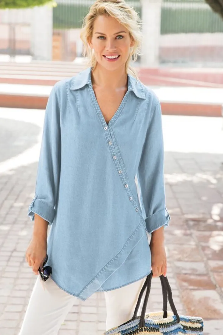 washed_tencel_tunic_4.webp Best Sale Soft Surroundings Washed Tencel™ Tunic LightWashDenim