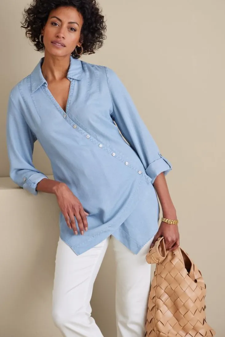 washed_tencel_tunic_98.webp Best Sale Soft Surroundings Washed Tencel™ Tunic LightWashDenim