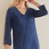 Store Soft Surroundings Wilma Washed Knit Denim Tunic DenimBlue