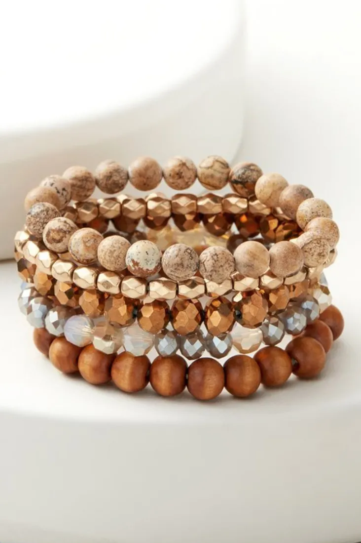 Fashion Soft Surroundings Wren Stretch Bracelet Set Brown/Gold