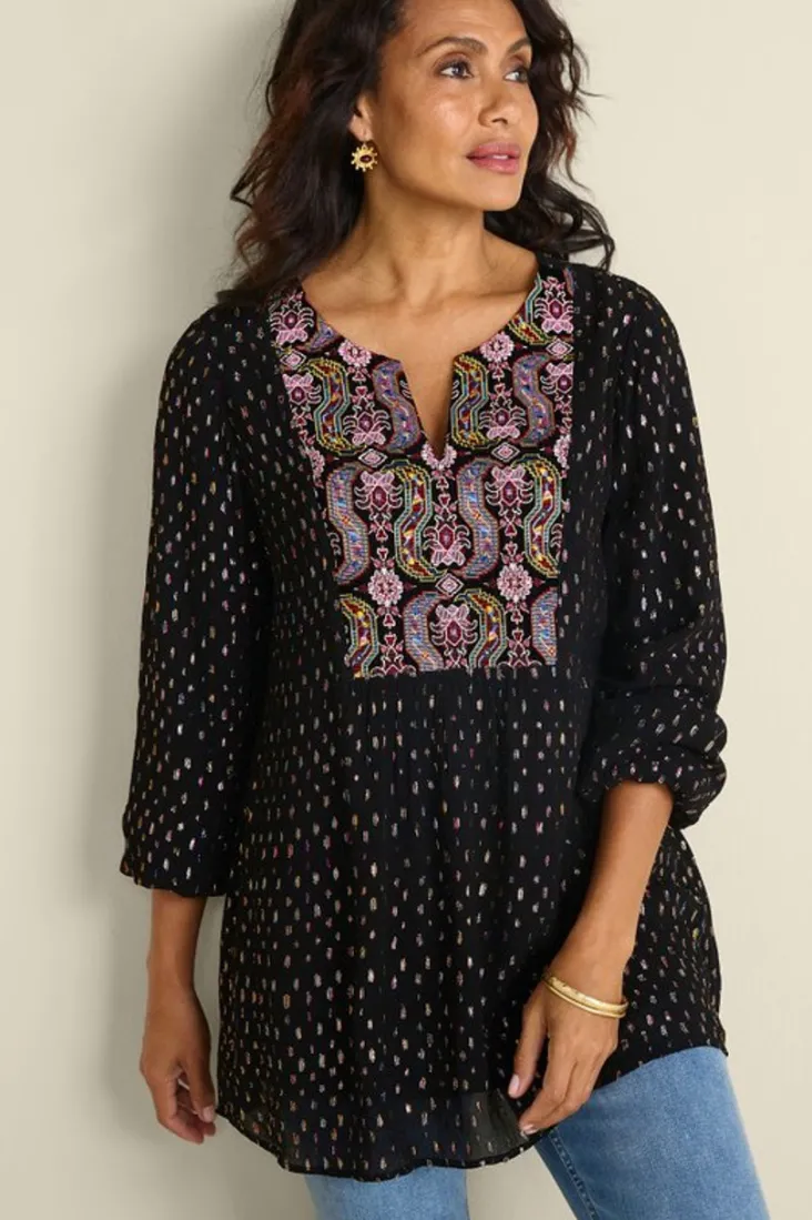 Fashion Soft Surroundings Wynn Shimmer Tunic Black