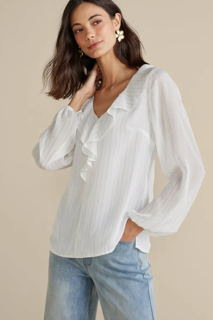 Sale Soft Surroundings Xenia Ruffle Top PurpleFloral