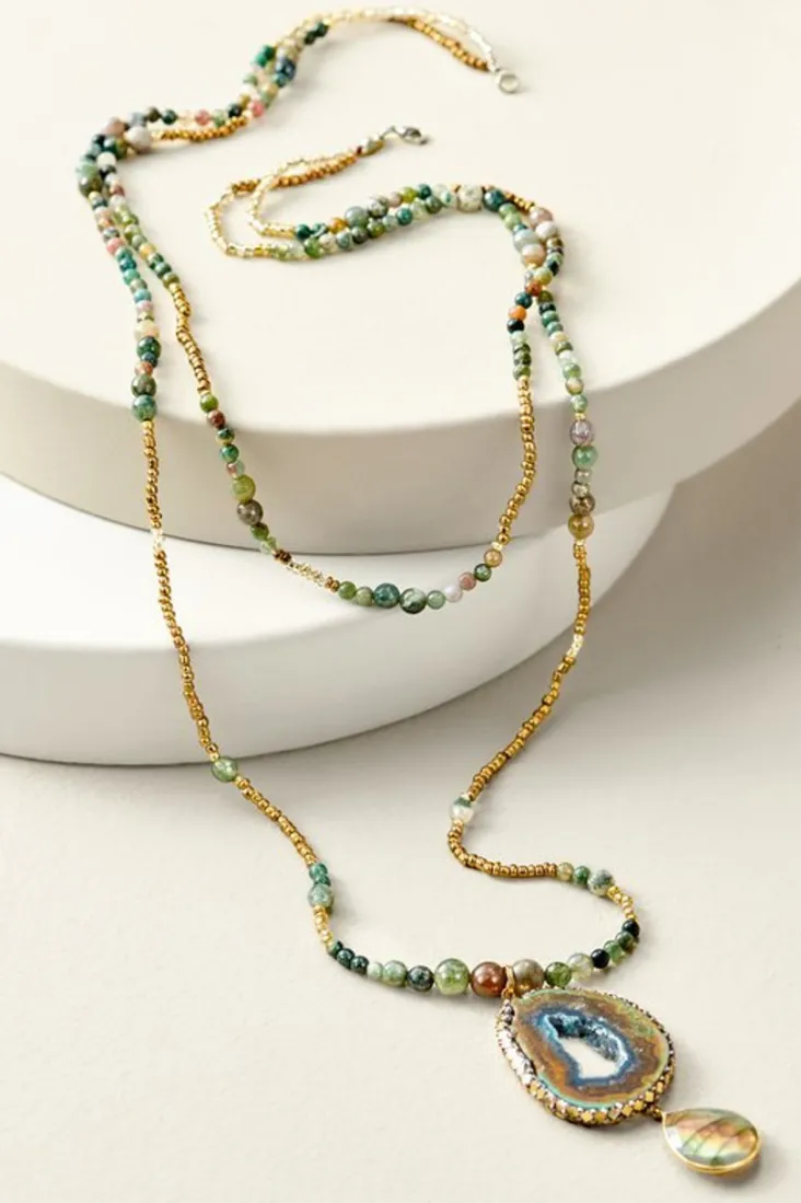 Shop Soft Surroundings Zelda Layered Necklace GreenMulti