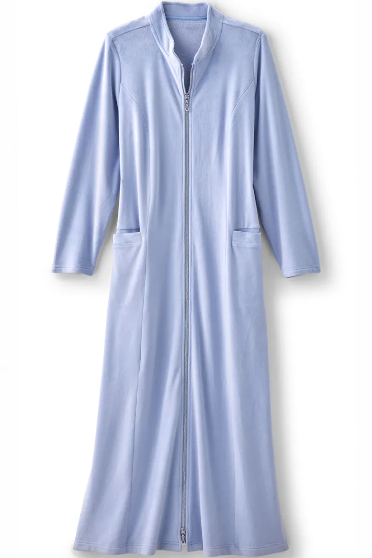 Online Soft Surroundings Zinfandel Zip Up Robe PorcelainBlue