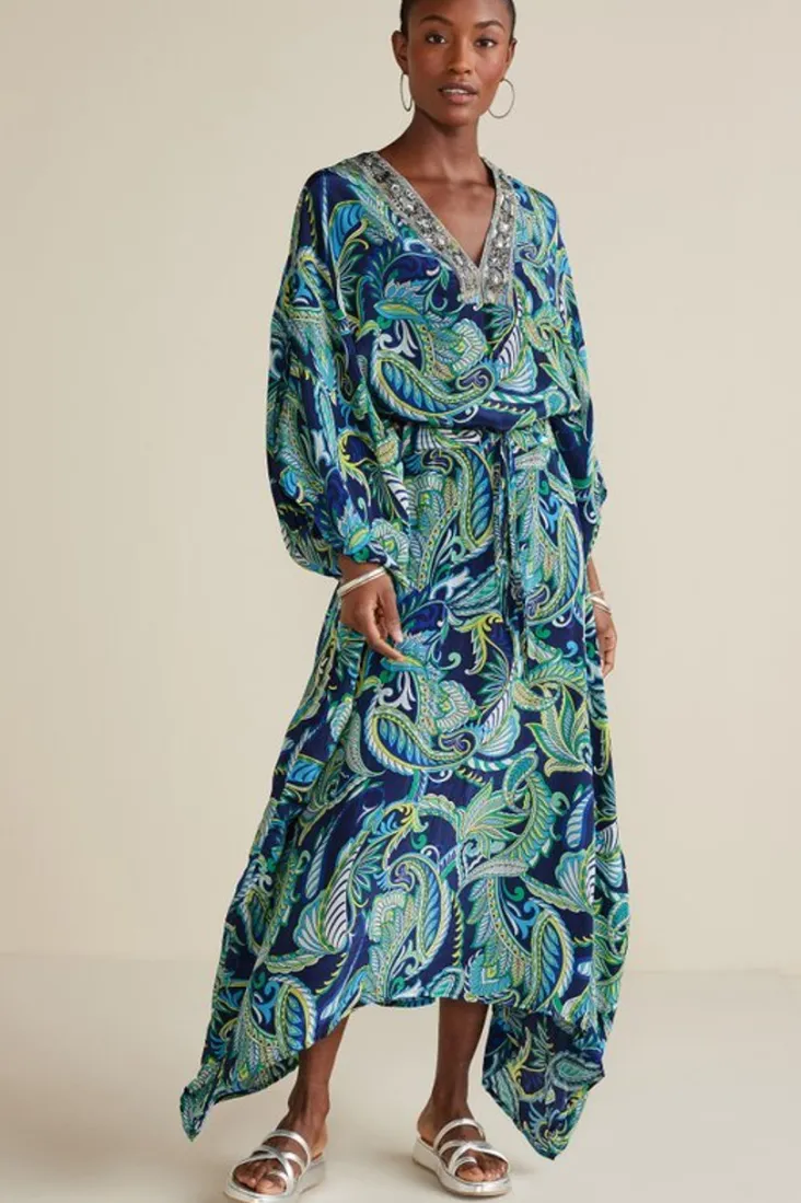 Online Soft Surroundings Zorica Caftan CoastalPaisleyBlue