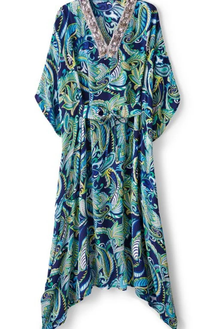 Online Soft Surroundings Zorica Caftan CoastalPaisleyBlue